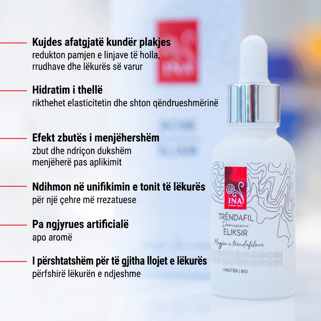 Serum Intensiv Anti-Age për Fytyrë me Vaj Organik Trëndafili – Rose Elixir