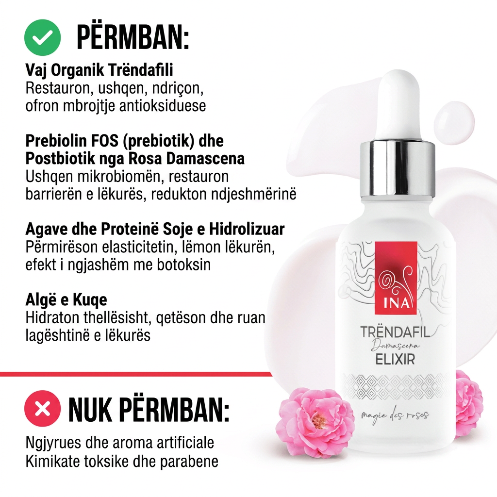 Serum Intensiv Anti-Age për Fytyrë me Vaj Organik Trëndafili – Rose Elixir