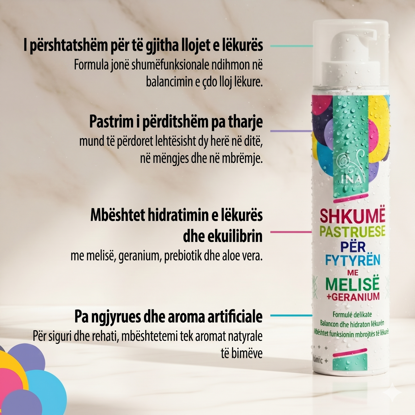 Shkumë Natyrale Pastruese për Fytyrë me Melisë dhe Barbarozë  - për çdo lloj lëkure