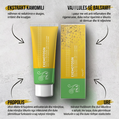 Krem për Psoriazë, ekzemë dhe lëkurë të irrituar - me lule të Shën Gjonit, Kamomil dhe Propolis