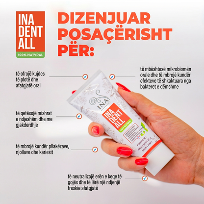 Pastë Dhëmbësh Natyrale pa Fluor me Cërmëdell, Sode nga Deti i Zi dhe postbiotik - Ina Dent-All